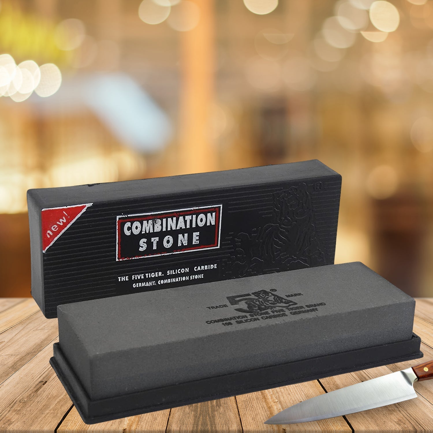 Silicon Carbide German Combination Stone, Dual Sided Stone for Knife and Tools Sharpening with Safety Case Silicon Carbide German Combination Stone, Dual Sided Stone for Knife and Tools Sharpening with Safety Case